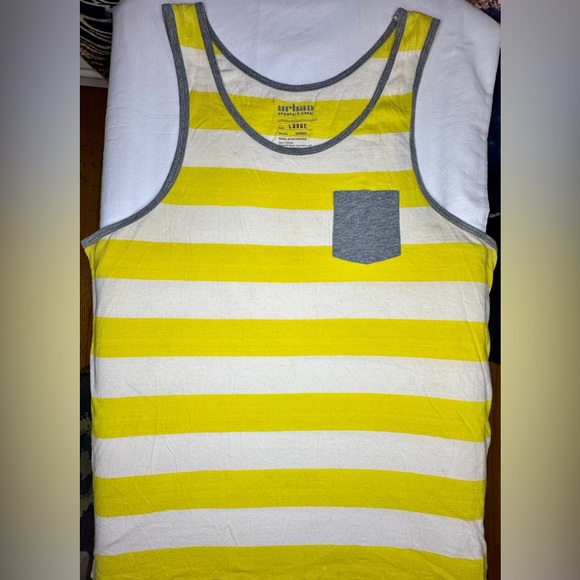 Urban Pipeline Men’s Large Sleeveless Summer Muscle Shirt Tank Yellow White Gray - Picture 4 of 6